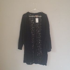 Navy, lace cardigan.